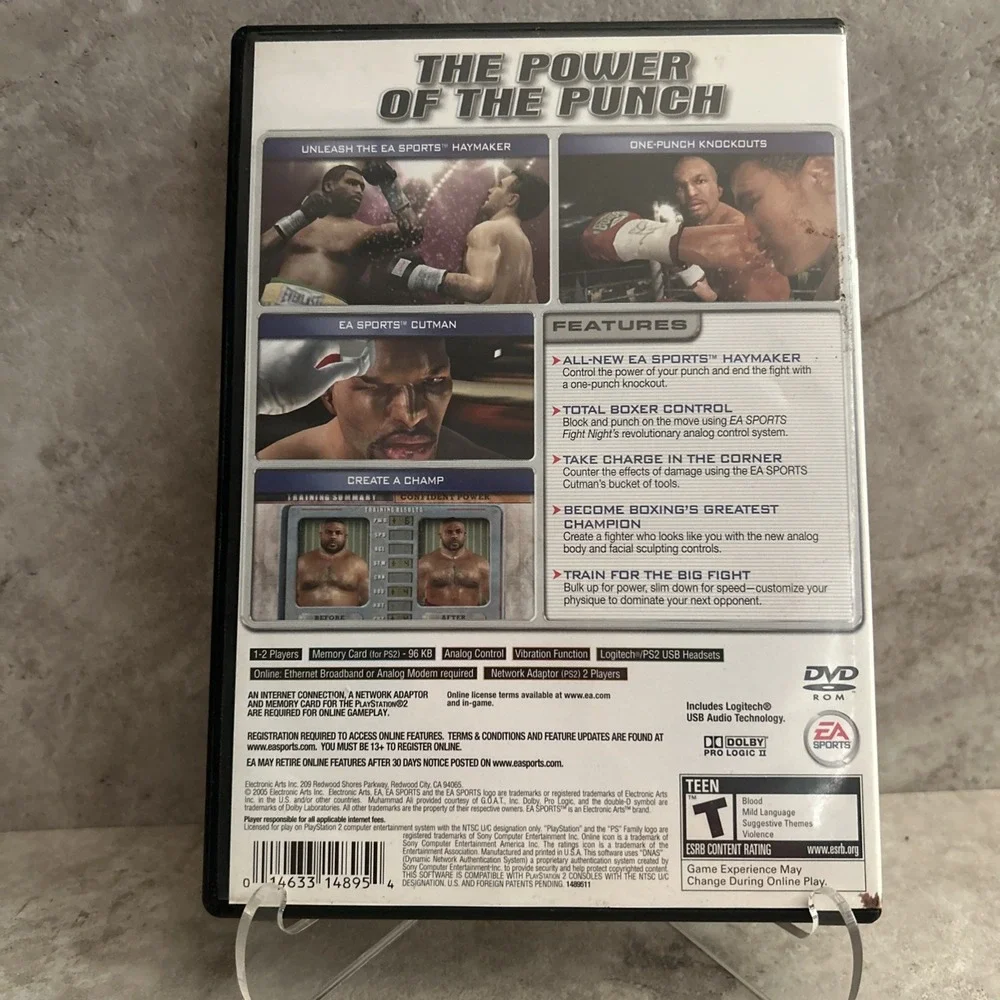 Fight Night Round 2 PS2 (Sony PlayStation 2, 2005) W/MANUAL - Tested!